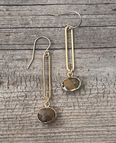 Tigers Eye Link Earrings