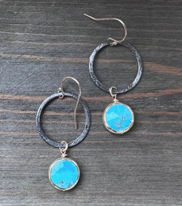 Turquoise Circle Drop Earrings
