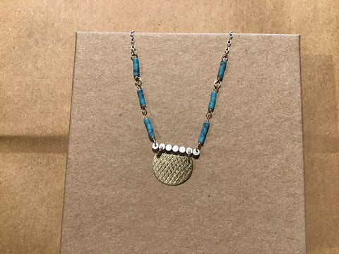 Necklace GF Disc on Turq Beads