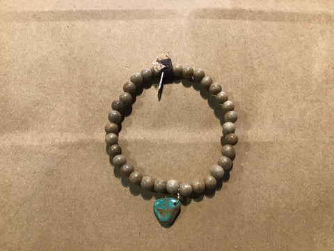 Turquoise and Wood Bracelet