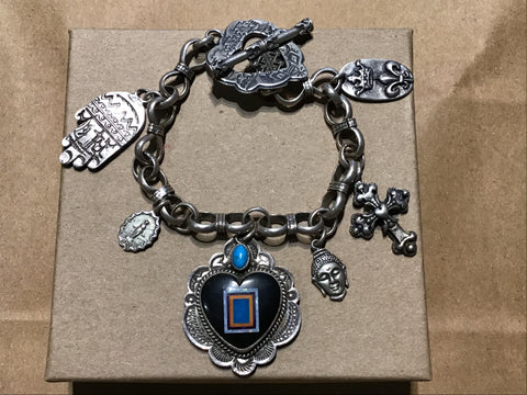 Charm bracelet Inlay Heart Pendant
