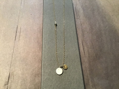 Necklace GF Pyrite Bead w/ Silver and Bronze Dot