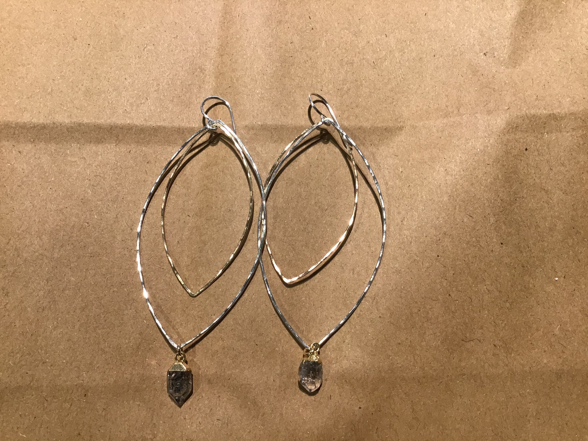 Earring Herkimer Diamond double hoop