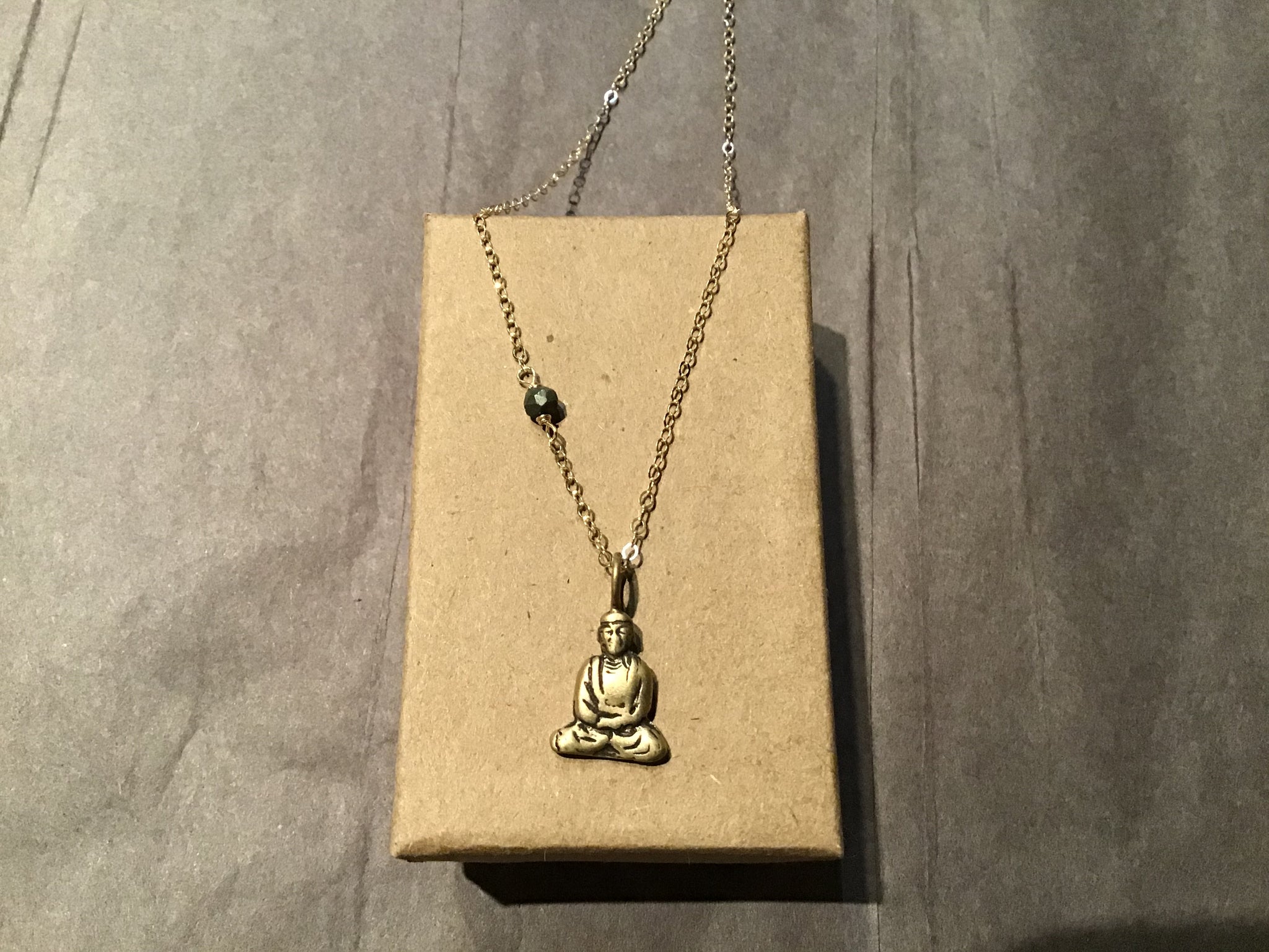 Buddha Charm Necklace w/Pyrite