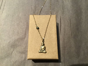 Buddha Charm Necklace w/Pyrite