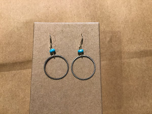 Earring SS Circle w/turquoise