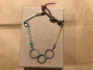 Bracelet Leather w/ asst gems Circles