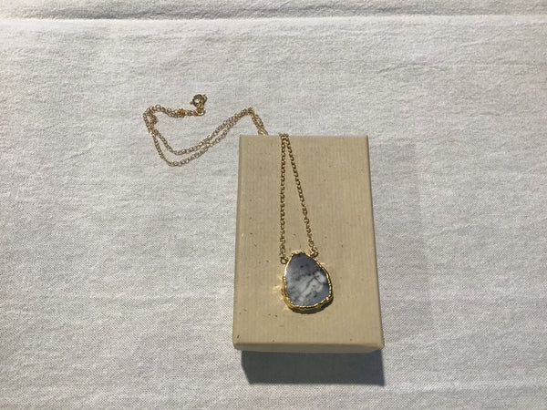 Gemstone Slice Necklace Asst