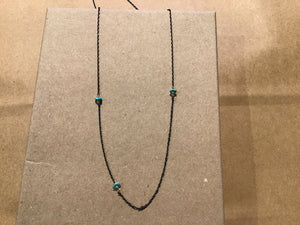 Baby Turquoise on SS Oxidized Cahin
