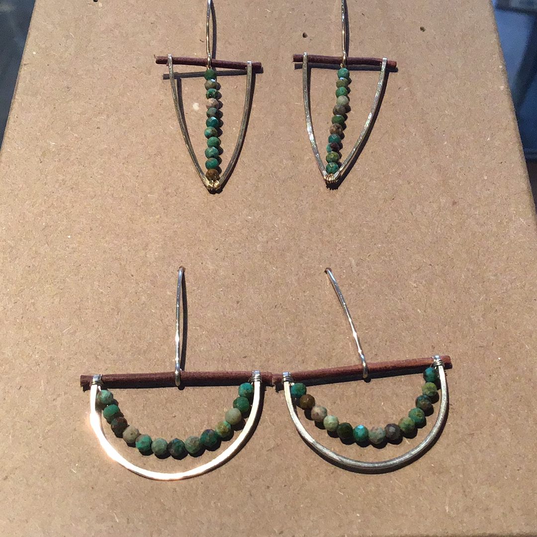 Earring w/Turquoise Seed Bead on Rope