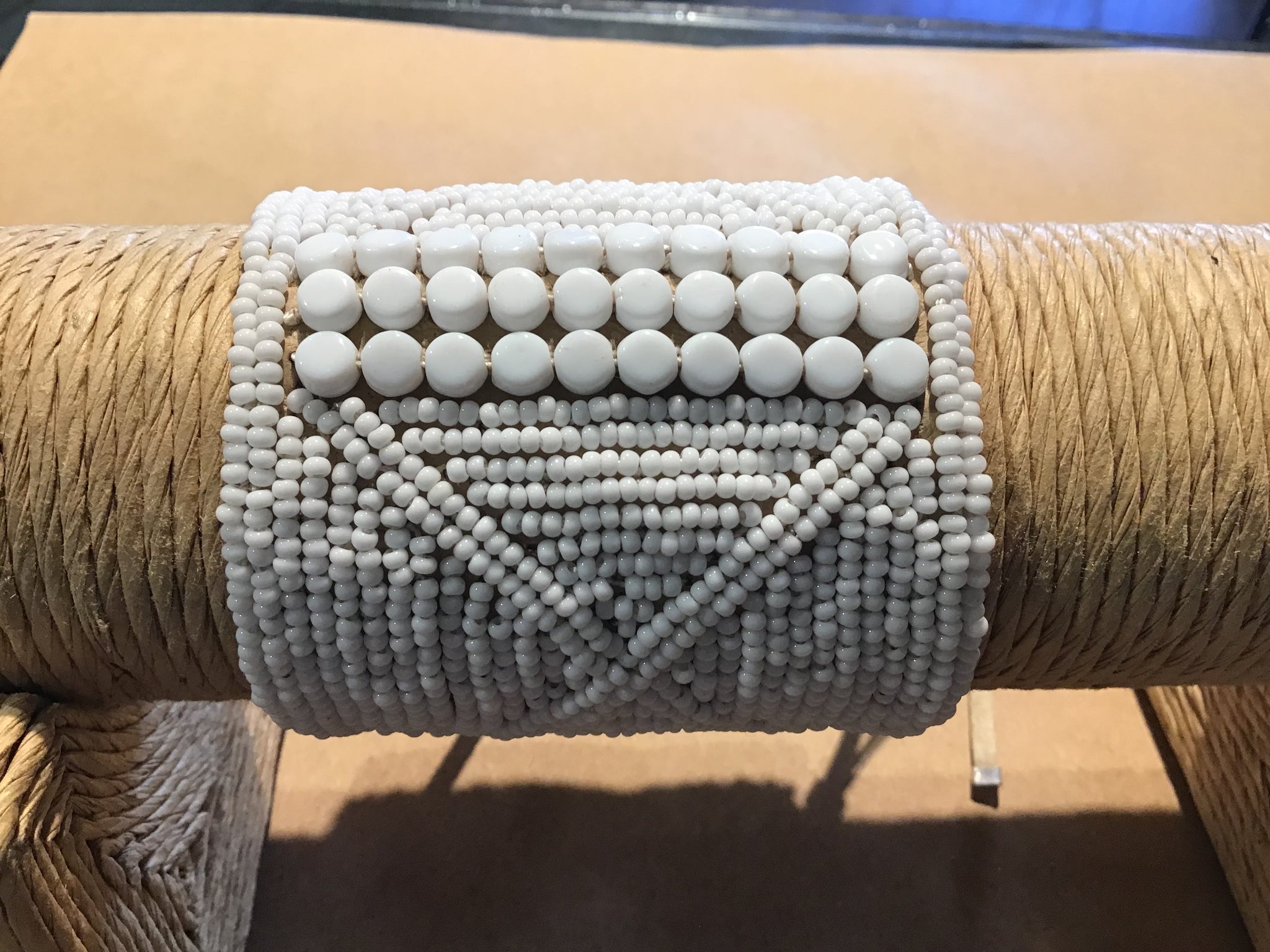 Wide Leather Beaded Cuff