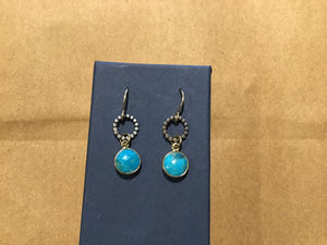 Earring turquoise circle sterling