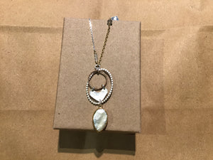 Necklace pearl lab moonstone SS/gf