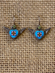 Earrings Turquoise Flying Hearts