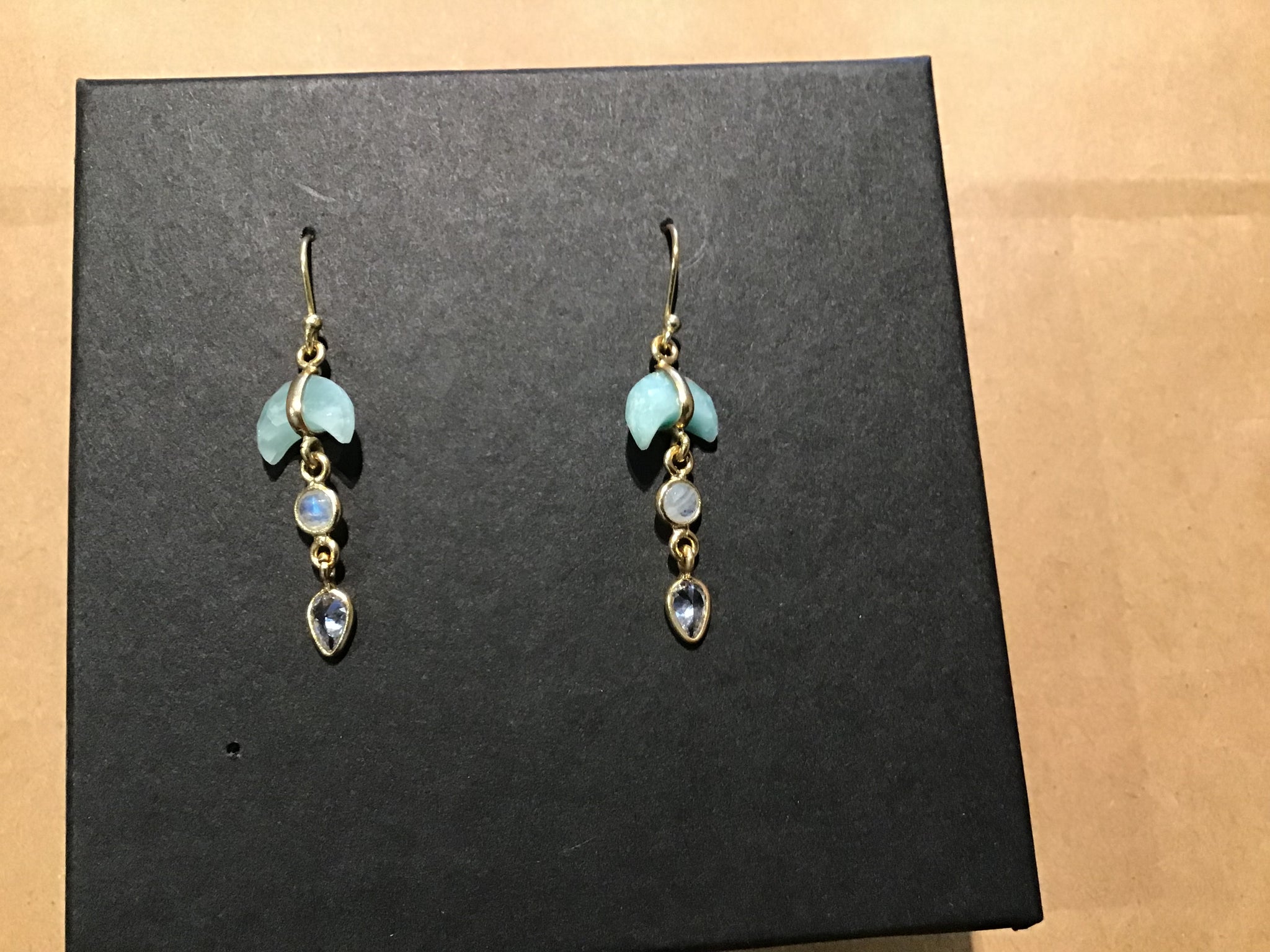 Earring Moon W/moon and cz dangle
