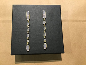 Earring multi stone dangle Rose Quartz