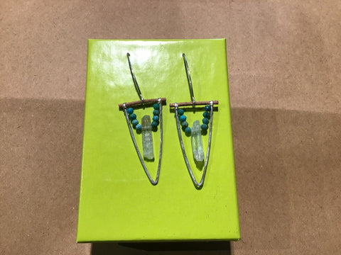 Earring Chevron w/ Turq and Aquamarine